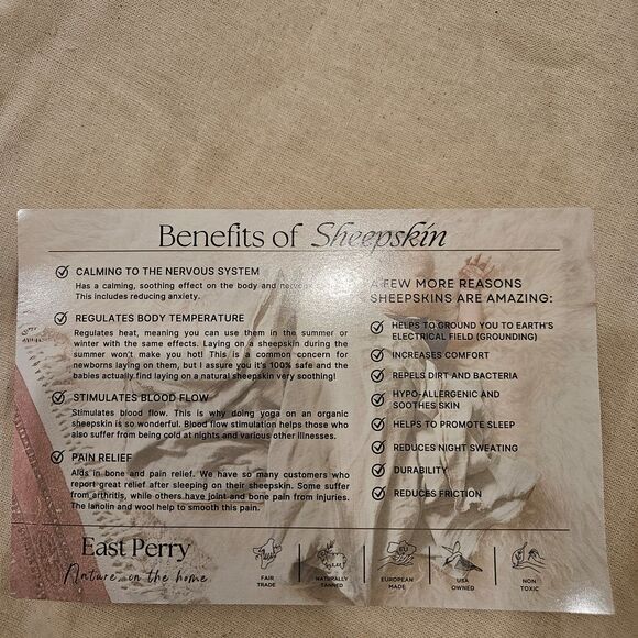 EAST PERRY Tan 100% Natural Sheepskin Slippers Woman Size 7 NWOT - Picture 4 of 7